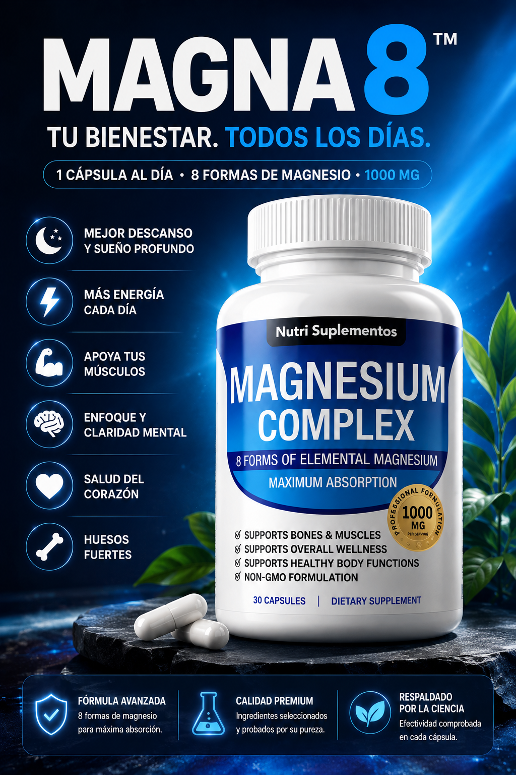 MAGNA8™ | Magnesium Complex · 8 Formas · 30 Cápsulas
