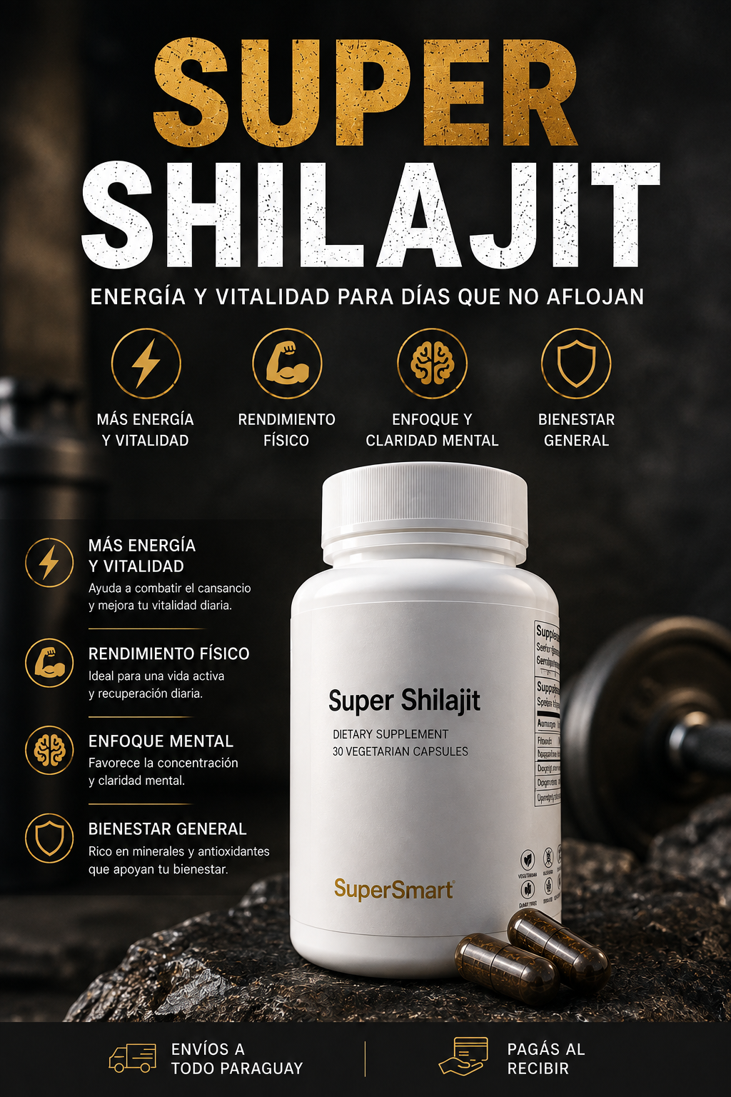 SUPER SHILAJIT™ | Extracto de Shilajit · 500 mg30 Cápsulas