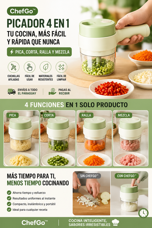 ChefGo Picador 4en1 - Funciones