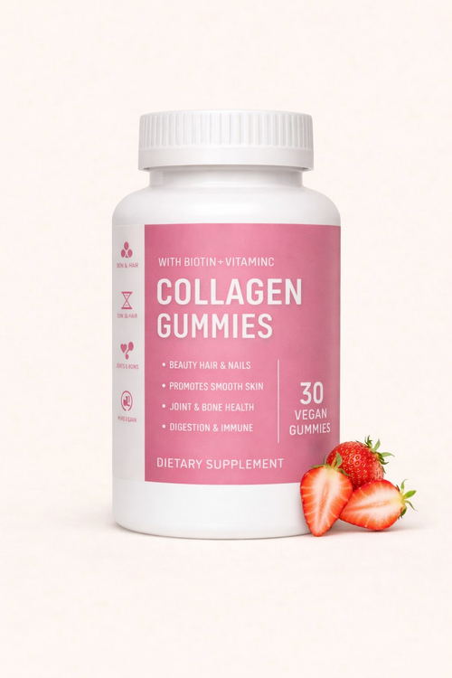 GlowBerry™ Gomitas de Colágeno Premium con Biotina y Vitamina C - 30 gomitas sabor frutilla
