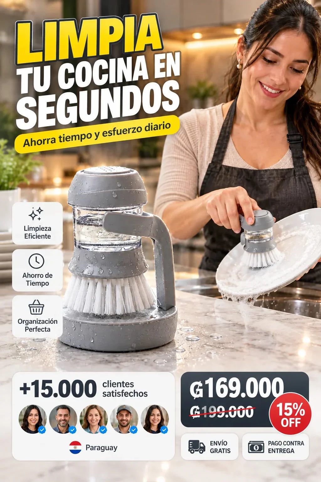 LavaPro - Cepillo con Dispenser de Jabón